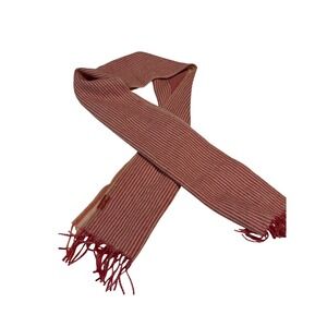 Kuna Scarf Unisex OS Red Striped Excellent 100% Baby Alpaca Fringe Peru